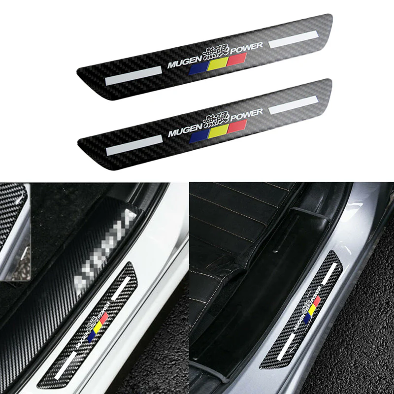 JDM Mugen Carbon Fiber Car Door Welcome Plate Sill Scuff Cover Decal Sticker 4 pcs Set - Image 4