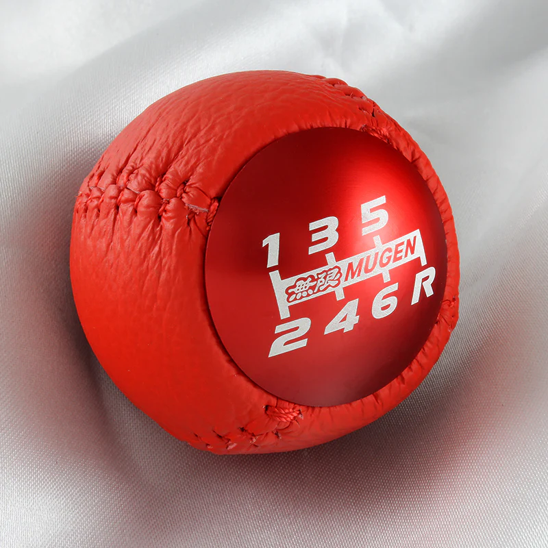 Mugen 6-Speed Red Shift Knob with Red PVC Leather - Image 2