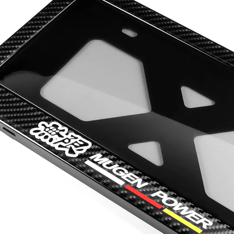 JDM MUGEN POWER Real Carbon Fiber License Plate Cover Protector Shield Frame with Bracket For Honda - Image 4