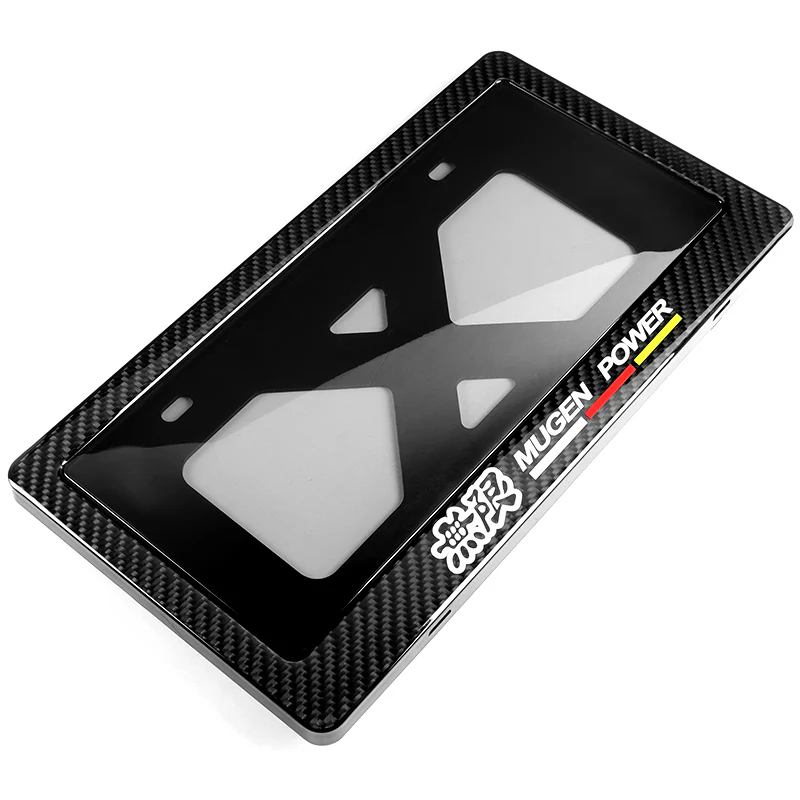 JDM MUGEN POWER Real Carbon Fiber License Plate Cover Protector Shield Frame with Bracket For Honda - Image 6