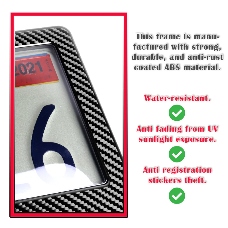 JDM MUGEN POWER Real Carbon Fiber License Plate Cover Protector Shield Frame with Bracket For Honda - Image 9