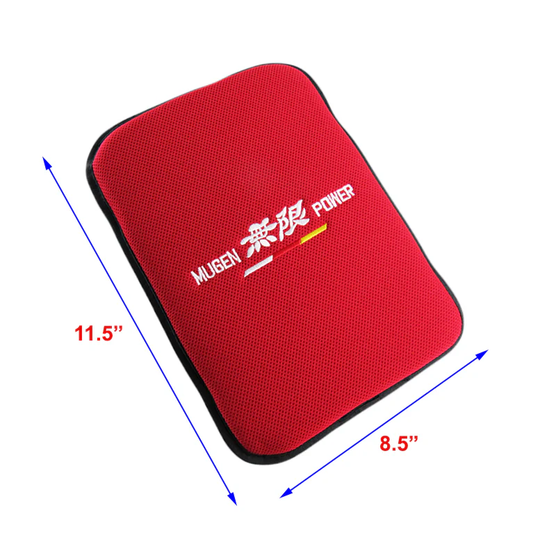 JDM MUGEN POWER Red Fabric Car Center Console Armrest Cushion Pad Cover New X1 - Image 3