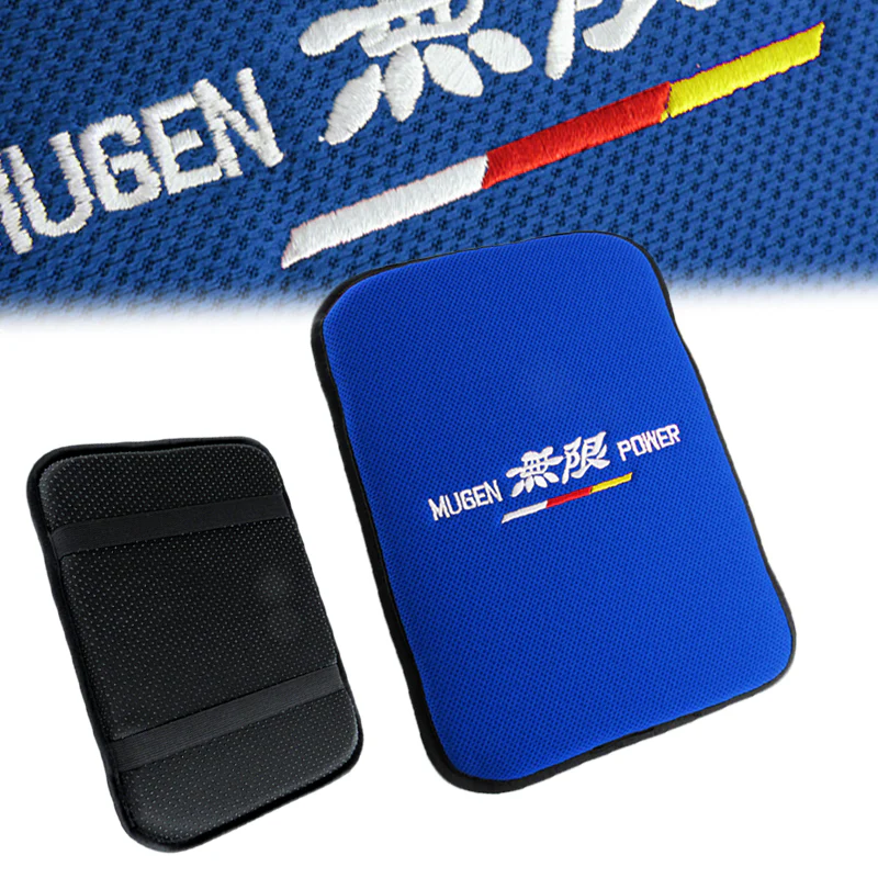 JDM MUGEN POWER SET Blue Center Console Armrest Cushion Pad + Shifter Boot Cover - Image 3