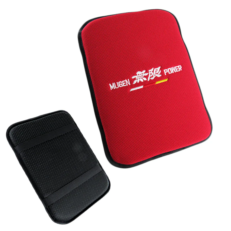 JDM MUGEN POWER SET Red Center Console Armrest Cushion Pad + Shifter Boot Cover - Image 2
