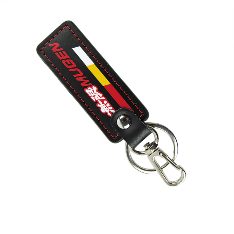 JDM MUGEN POWER SPORTS Honda 1 pc Black Leather Rectangle Key Fob Keyring Keychain Tag Lanyard Holder Clip New - Image 10