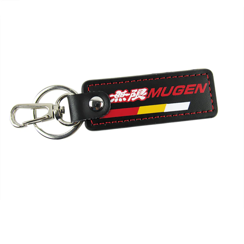 JDM MUGEN POWER SPORTS Honda 1 pc Black Leather Rectangle Key Fob Keyring Keychain Tag Lanyard Holder Clip New - Image 9