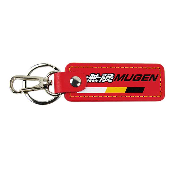 JDM MUGEN POWER SPORTS Honda 1 pc Red Leather Rectangle Key Fob Keyring Keychain Tag Lanyard Holder Clip New - Image 5