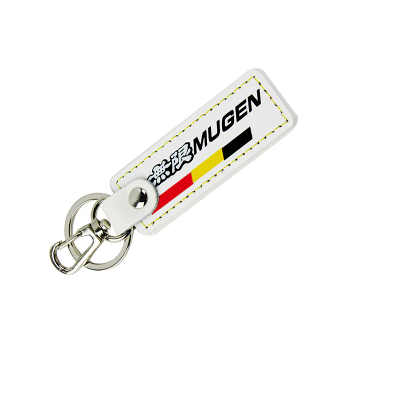 JDM MUGEN POWER SPORTS Honda 1 pc White Leather Rectangle Key Fob Keyring Keychain Tag Lanyard Holder Clip New - Image 3
