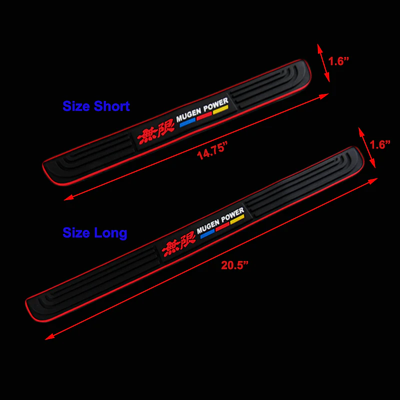 JDM MUGEN Red Border Rubber Car Door Scuff Sill Cover Panel Step Protector 4pcs - Image 4