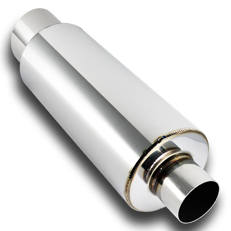 JDM N1 Fireball Slant Style Universal 2.5" Inlet 4" Outlet Deep And Smooth Tone, Removable Silencer Pre-attached, Weld-On T-304 Exhaust High Flow Muffler -Chrome - Image 4