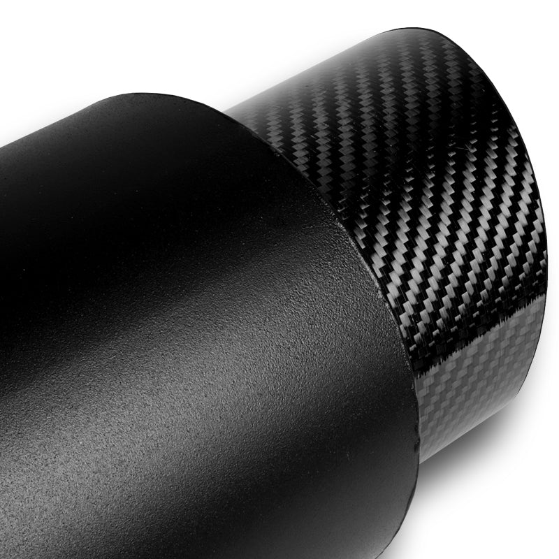 JDM N1 Fireball Slant Style Universal 2.5" Inlet 4" Outlet Deep And Smooth Tone, Removable Silencer Pre-attached, Weld-On T-304 Exhaust High Flow Muffler -Black With Real Carbon Fiber Tip - Image 3