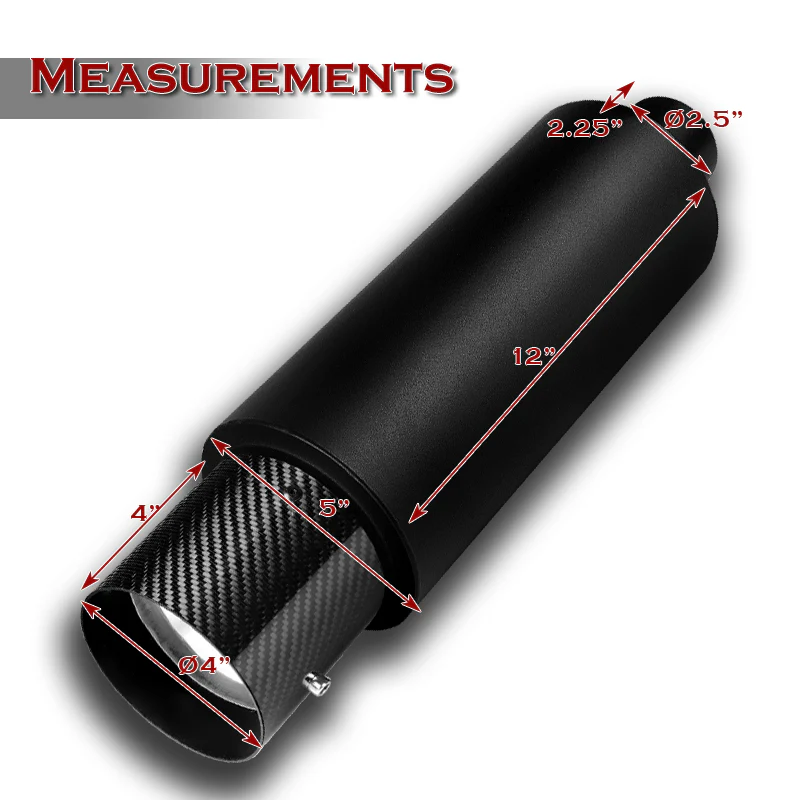 JDM N1 Style Universal 2.5" Inlet 4" Outlet Deep And Smooth Tone, Removable Silencer Pre-attached, Weld-On T-304 Exhaust Muffler -Black With Carbon Fiber Tip - Image 2