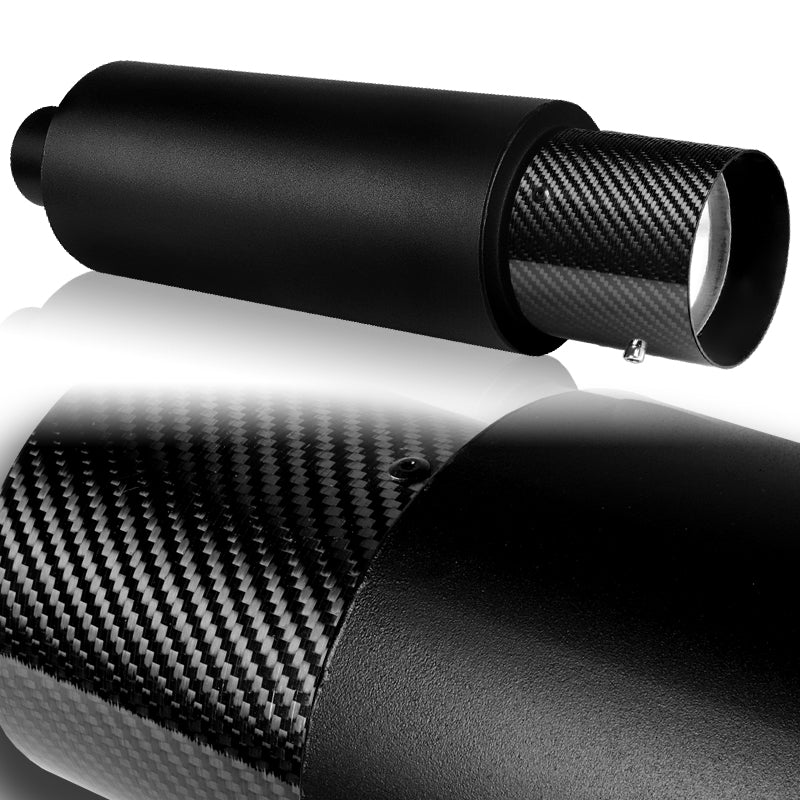 JDM N1 Style Universal 2.5" Inlet 4" Outlet Deep And Smooth Tone, Removable Silencer Pre-attached, Weld-On T-304 Exhaust Muffler -Black With Carbon Fiber Tip - Image 6