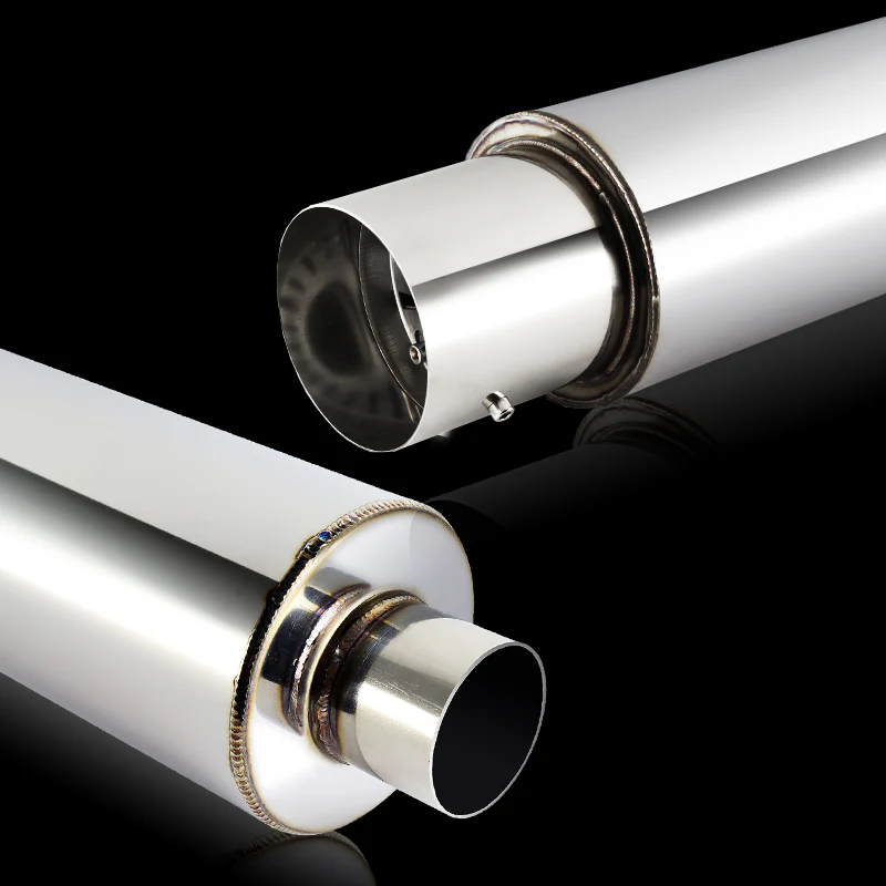 JDM N1 Style Universal 2.5" Inlet 4" Outlet Deep And Smooth Tone, Removable Silencer Pre-attached, Weld-On T-304 Exhaust Muffler -Chrome - Image 3