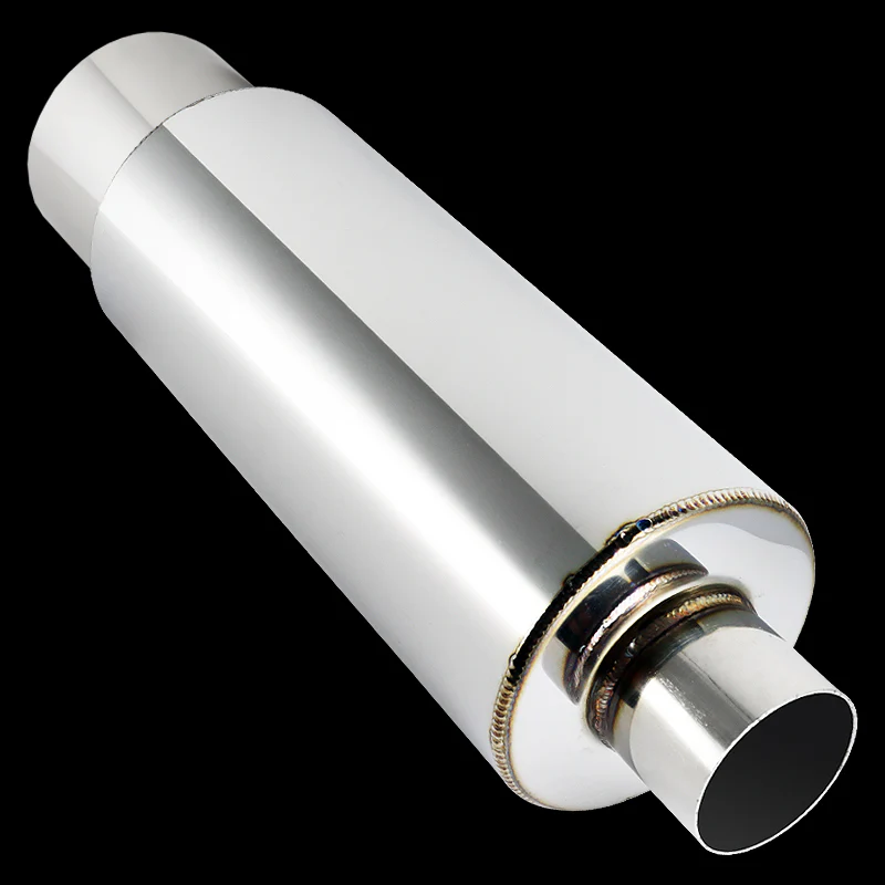 JDM N1 Style Universal 2.5" Inlet 4" Outlet Deep And Smooth Tone, Removable Silencer Pre-attached, Weld-On T-304 Exhaust Muffler -Chrome - Image 4