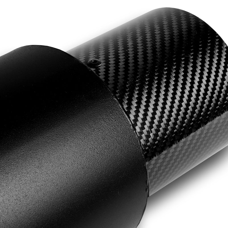 JDM N1 Style Universal 2.5" Inlet 4" Outlet Deep And Smooth Tone, Removable Silencer Pre-attached, Weld-On T-304 Exhaust Muffler -Black With Carbon Fiber Tip - Image 4