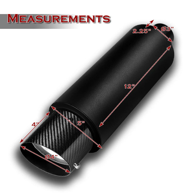 JDM N1 Style Universal 3" Inlet 4" Outlet Deep And Smooth Tone, Removable Silencer Pre-attached, Weld-On T-304 Exhaust Slant Tip High Flow Muffler -Black With Real Carbon Fiber Tip - Image 2