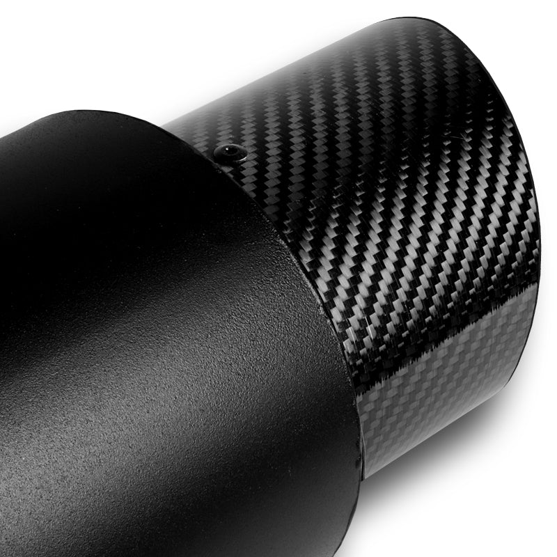 JDM N1 Style Universal 2.5" Inlet 4" Outlet Deep And Smooth Tone, Removable Silencer Pre-attached, Weld-On T-304 Exhaust Slant Tip High Flow Muffler -Black With Real Carbon Fiber Tip - Image 5