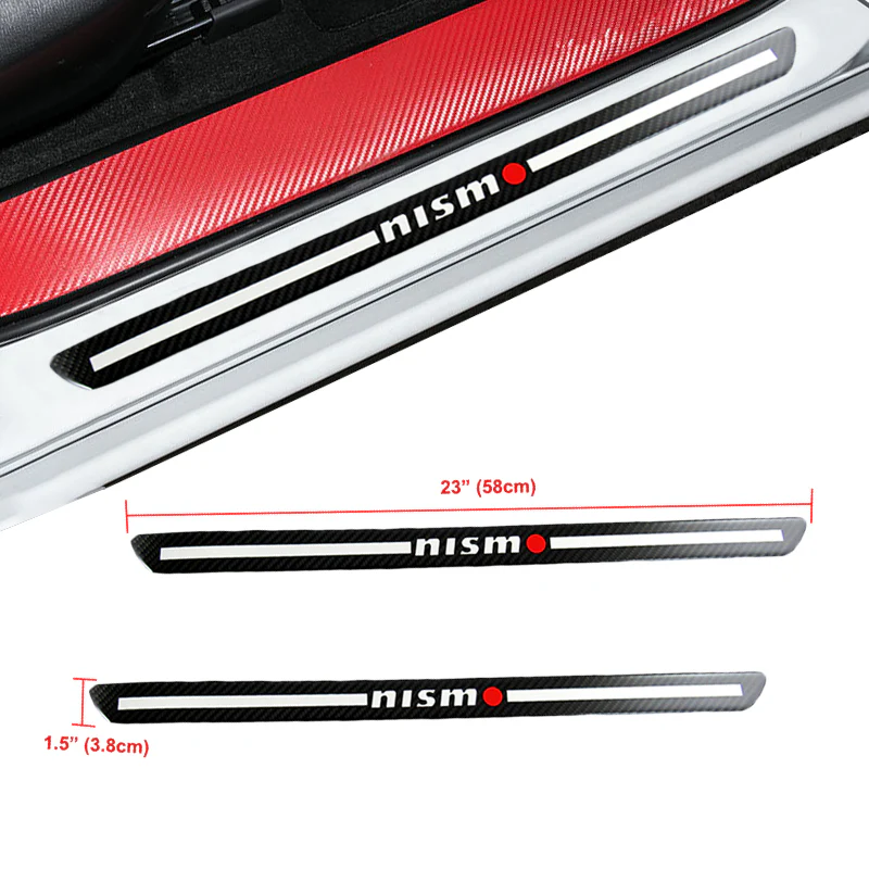 JDM Nismo Carbon Fiber Car Front Door Welcome Plate Sill Scuff Cover Decal Sticker 2pcs Set - Image 4