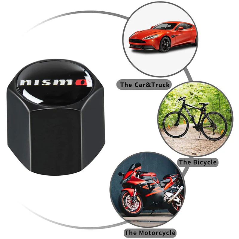 JDM NISMO Universal Car SUV Wheel Tire Valves Dust Stem Air Caps Keychain Emblem Black Set - Image 4