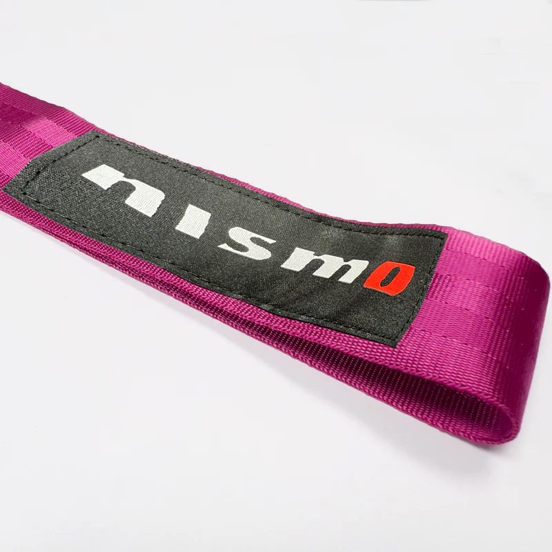 JDM NISSAN NISMO Drift Rally Sports Racing NEO CHROME HIGH STRENGTH Pink Tow Strap for Front / Rear Bumper - Image 3