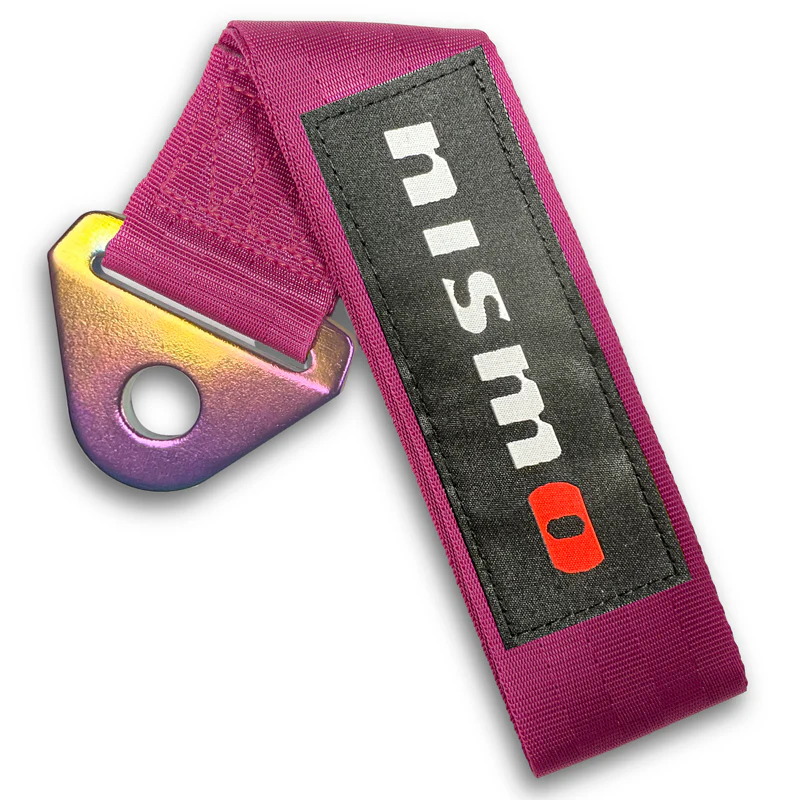 JDM NISSAN NISMO Drift Rally Sports Racing NEO CHROME HIGH STRENGTH Pink Tow Strap for Front / Rear Bumper - Image 8