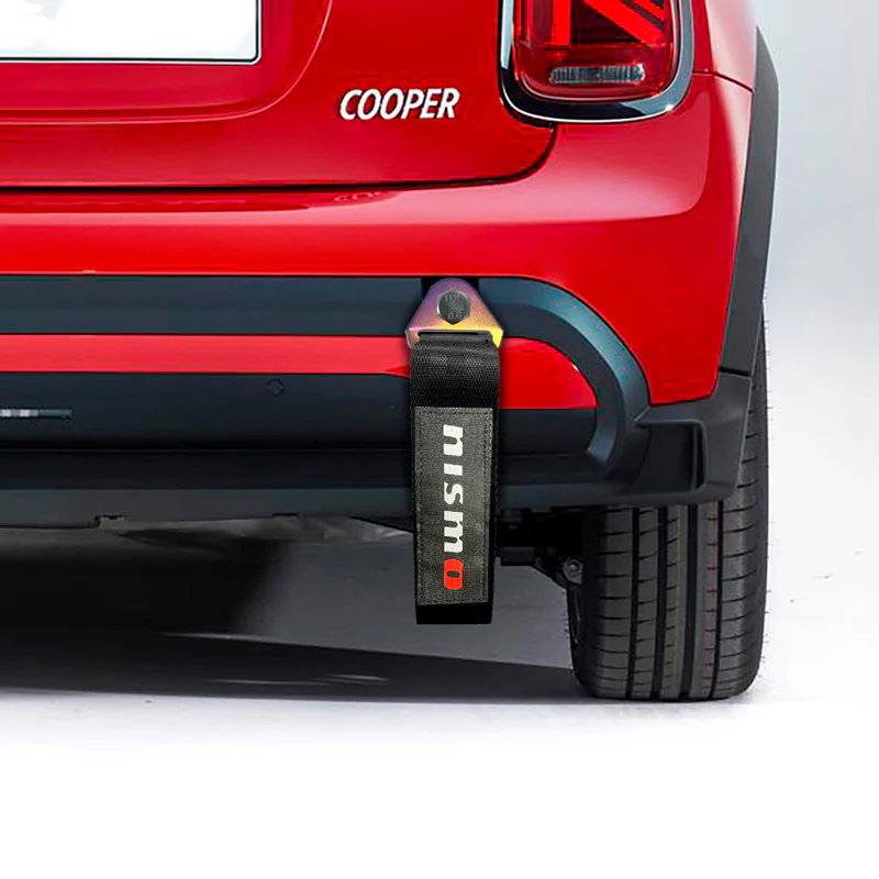 JDM NISSAN NISMO Drift Rally Sports Racing NEO CHROME HIGH STRENGTH Tow Strap for Front / Rear Bumper - Image 5