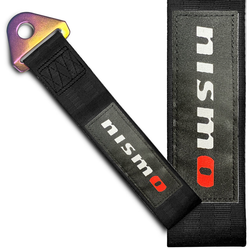 JDM NISSAN NISMO Drift Rally Sports Racing NEO CHROME HIGH STRENGTH Tow Strap for Front / Rear Bumper - Image 6
