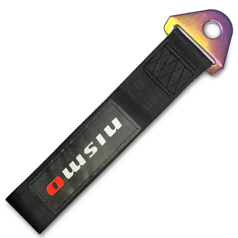 JDM NISSAN NISMO Drift Rally Sports Racing NEO CHROME HIGH STRENGTH Tow Strap for Front / Rear Bumper - Image 9