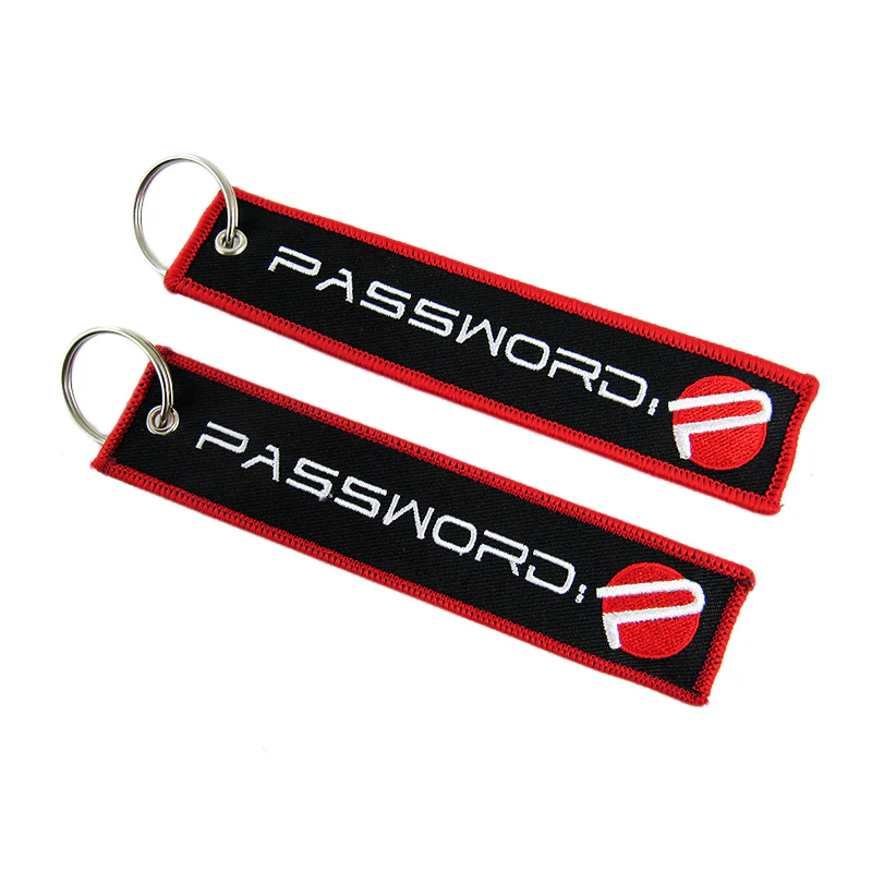 JDM Password EMBROIDERED KEYCHAIN Red Border CELL HOLDERS KEY RING KEY TAG X2 - Image 2