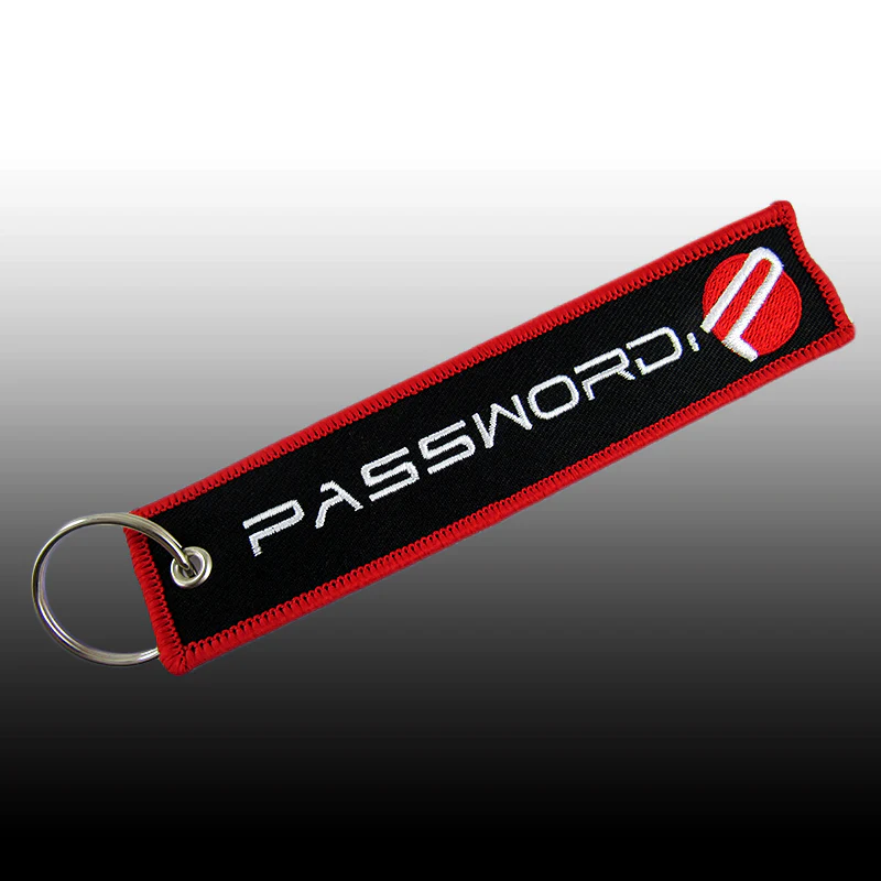 JDM Password EMBROIDERED KEYCHAIN Red Border CELL HOLDERS KEY RING KEY TAG X2 - Image 3