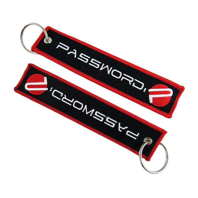 JDM Password EMBROIDERED KEYCHAIN Red Border CELL HOLDERS KEY RING KEY TAG X2 - Image 4