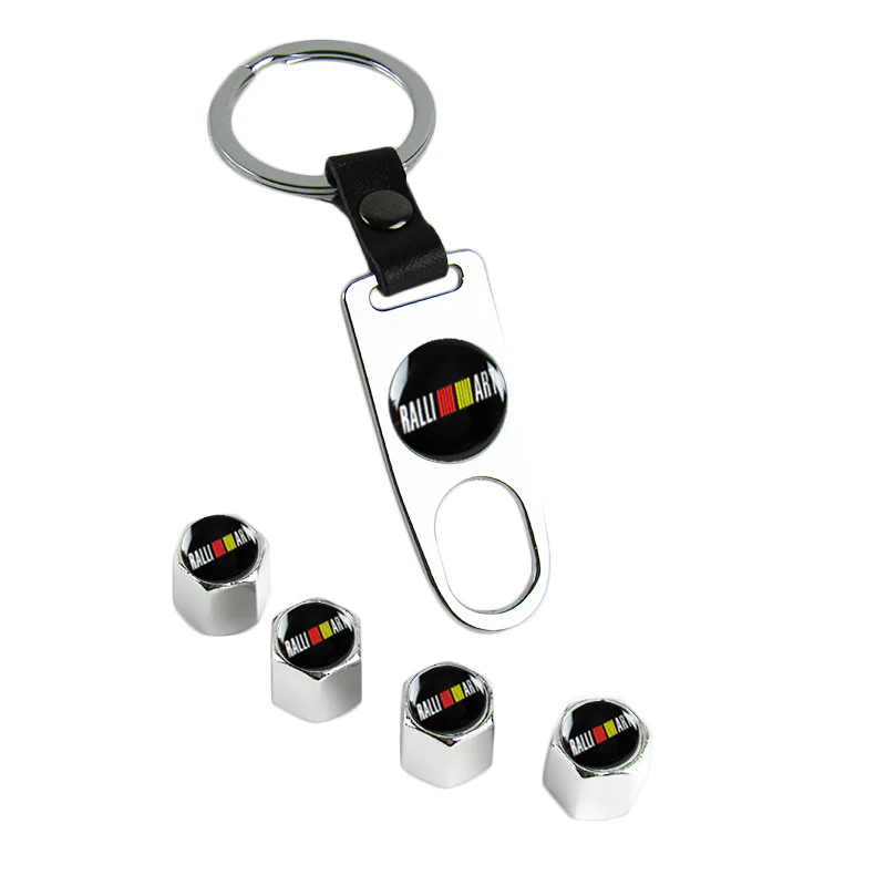 JDM RALLIART Universal Car SUV Wheel Tire Valves Dust Stem Air Caps Keychain Emblem Silver Set - Image 6