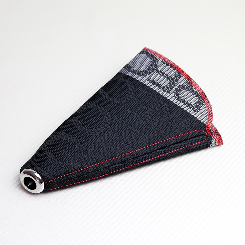 JDM RECARO Racing Hyper Fabric shift knob Shifter Boot Cover MT/AT Red Stitches - Image 4
