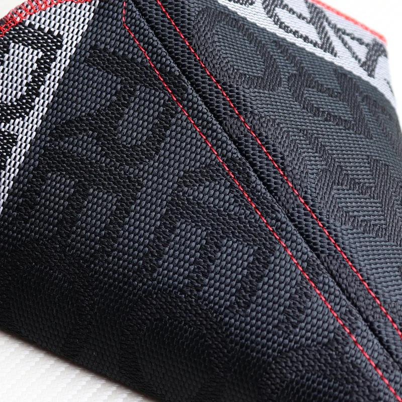 JDM RECARO Racing Hyper Fabric shift knob Shifter Boot Cover MT/AT Red Stitches - Image 5