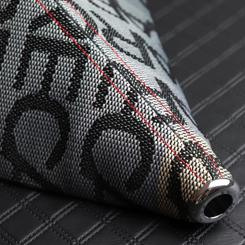 JDM RECARO Racing Red Stitches Gradation Hyper Fabric shift knob Shifter Boot Cover MT/AT - Image 2