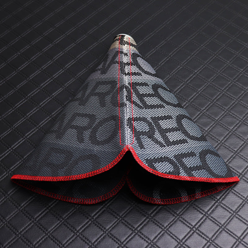 JDM RECARO Racing Red Stitches Gradation Hyper Fabric shift knob Shifter Boot Cover MT/AT - Image 3