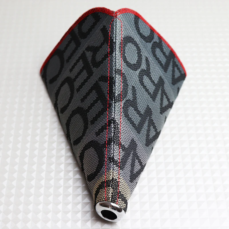 JDM RECARO Racing Red Stitches Gradation Hyper Fabric shift knob Shifter Boot Cover MT/AT - Image 6