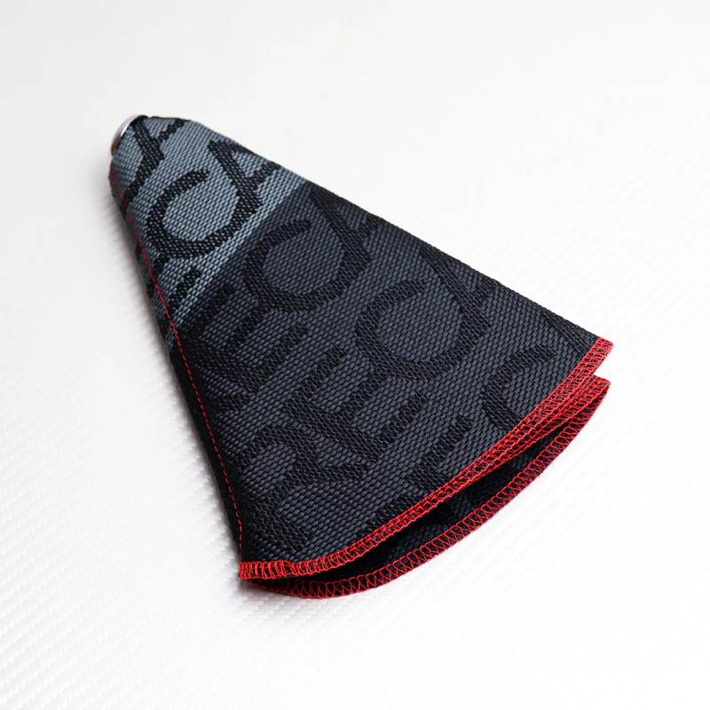 JDM RECARO Racing Red Stitches Hyper Fabric shift knob Shifter Boot Cover MT/AT - Image 2