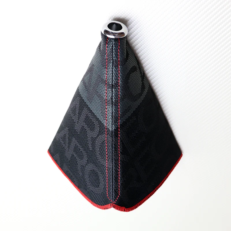 JDM RECARO Racing Red Stitches Hyper Fabric shift knob Shifter Boot Cover MT/AT - Image 3
