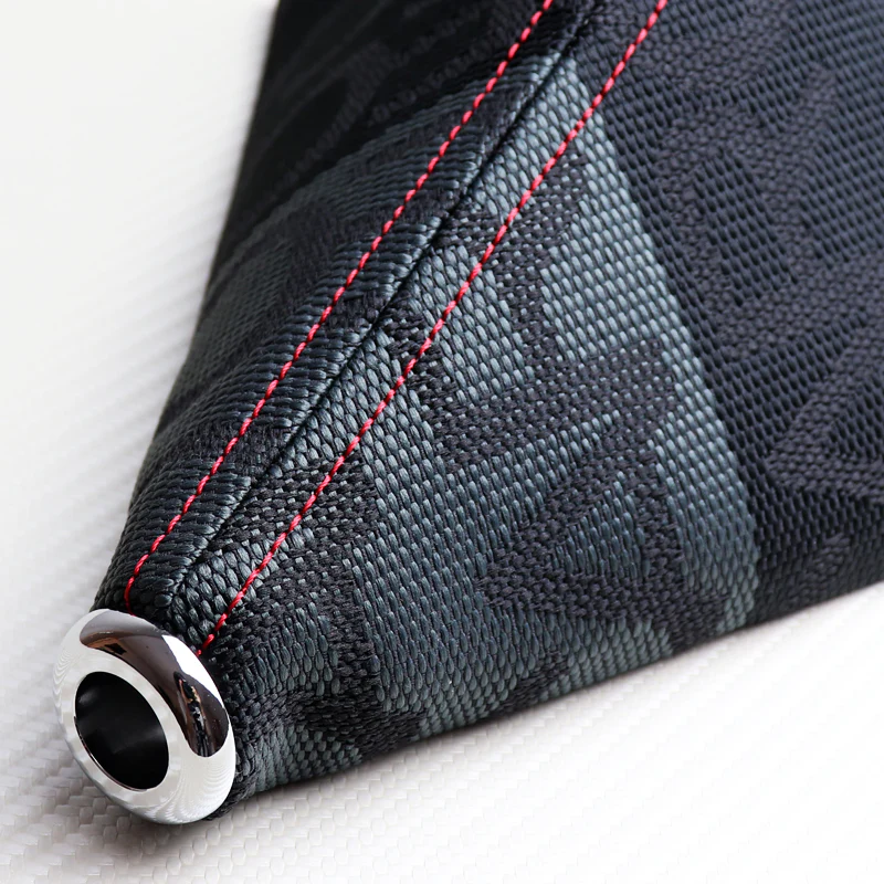 JDM RECARO Racing Red Stitches Hyper Fabric shift knob Shifter Boot Cover MT/AT - Image 6