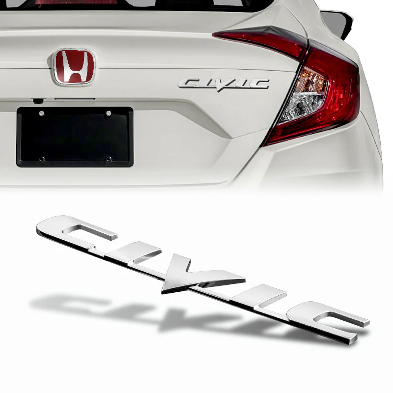 For 2006-2011 HONDA CIVIC COUPE Set JDM Red H Rear Emblem Badge with Civic Rear Chrome Emblem - Image 5