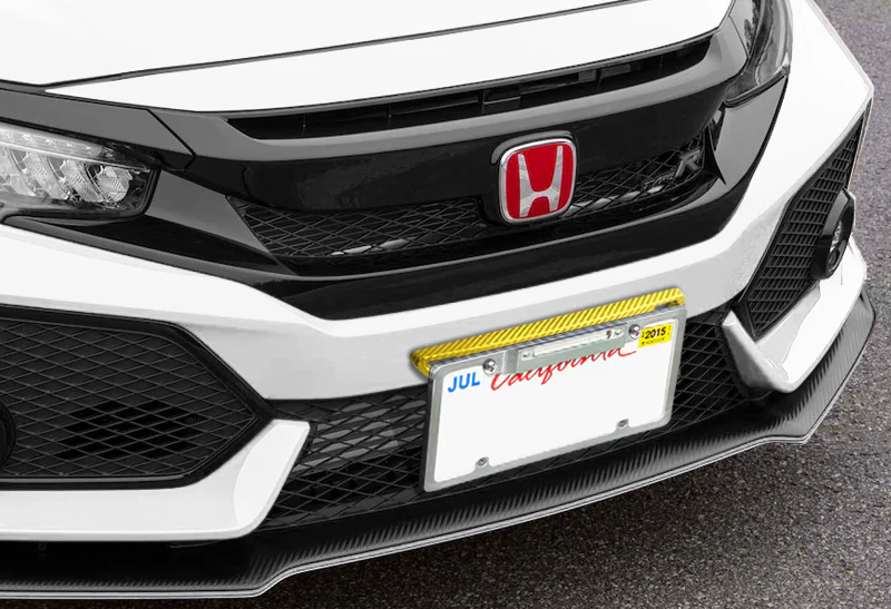 JDM Style Front License Plate Holder Relocation Bracket -Golden Carbon Fiber Look - Image 4