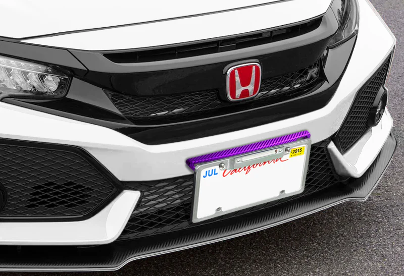 JDM Style Front License Plate Holder Relocation Bracket -Purple Carbon Fiber Look - Image 4