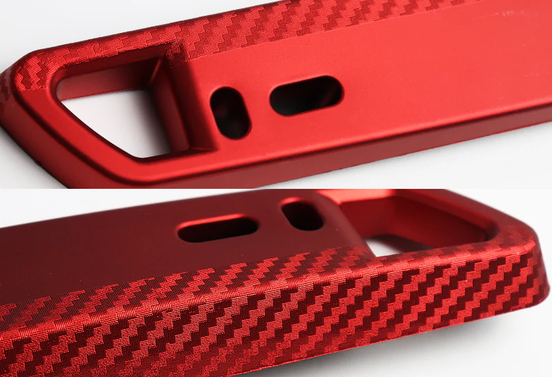 JDM Style Front License Plate Holder Relocation Bracket -Red Carbon Fiber Look - Image 3