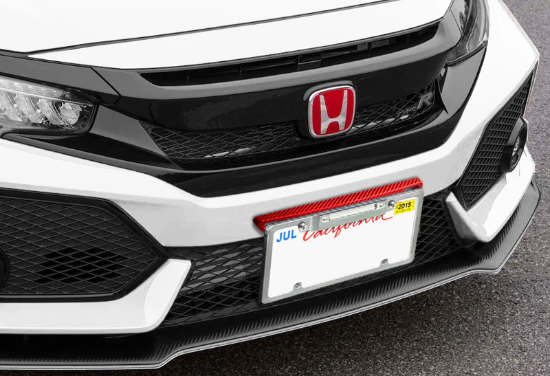 JDM Style Front License Plate Holder Relocation Bracket -Red Carbon Fiber Look - Image 4