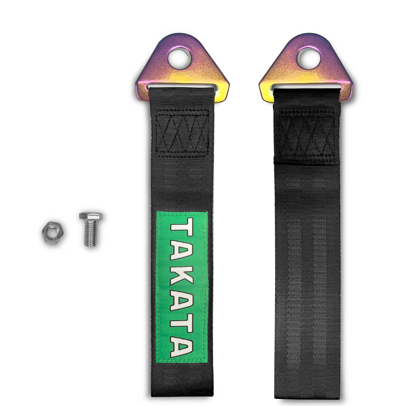 JDM TAKATA SPORTS RACING Drift Rally NEO CHROME HIGH STRENGTH Tow Strap for Front / Rear Bumper - Image 4