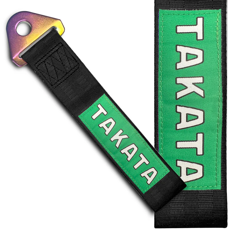JDM TAKATA SPORTS RACING Drift Rally NEO CHROME HIGH STRENGTH Tow Strap for Front / Rear Bumper - Image 5