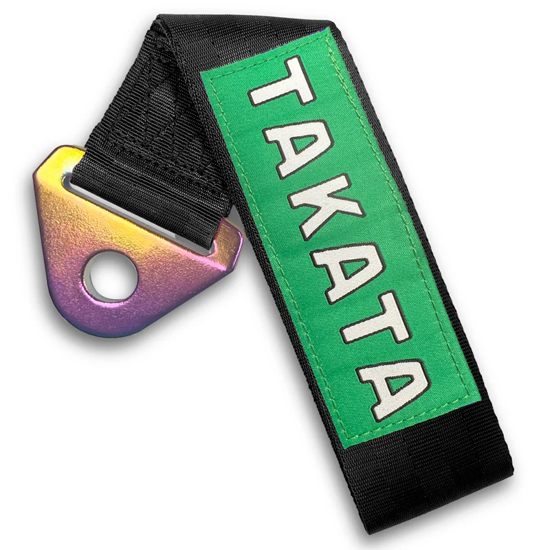 JDM TAKATA SPORTS RACING Drift Rally NEO CHROME HIGH STRENGTH Tow Strap for Front / Rear Bumper - Image 6