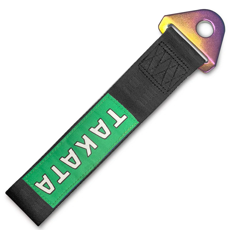 JDM TAKATA SPORTS RACING Drift Rally NEO CHROME HIGH STRENGTH Tow Strap for Front / Rear Bumper - Image 9